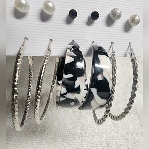 **NEW** SILVER TONE EARRINGS 6 PAIR